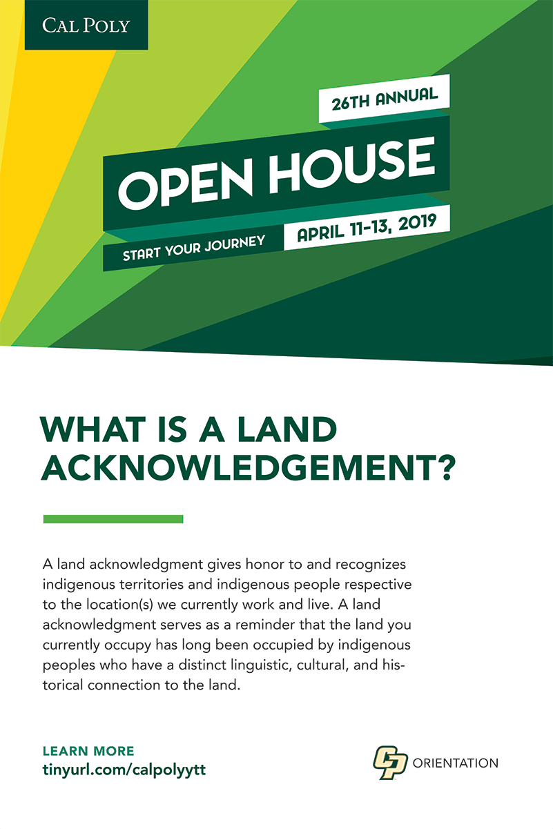 Land Acknowledgment Poster for Open House 2019